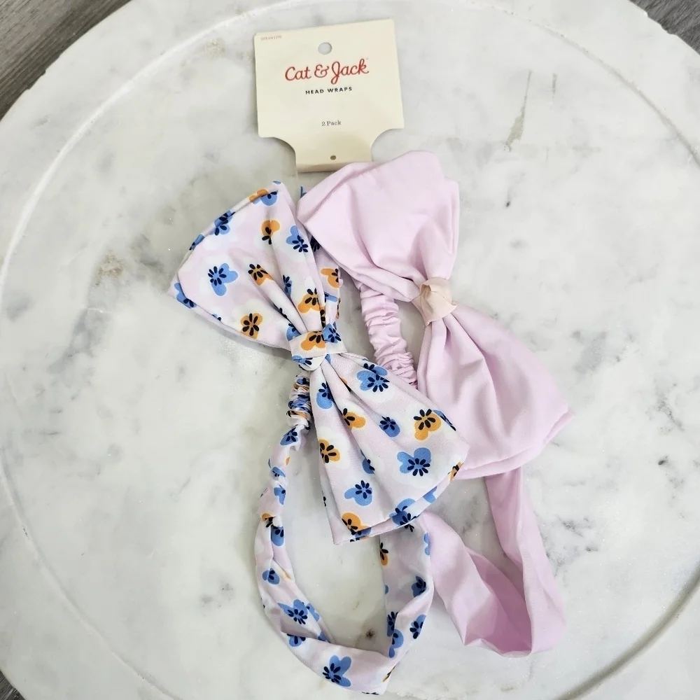 Cat & Jack Girls Head Wraps 2 Pack Floral/Pink